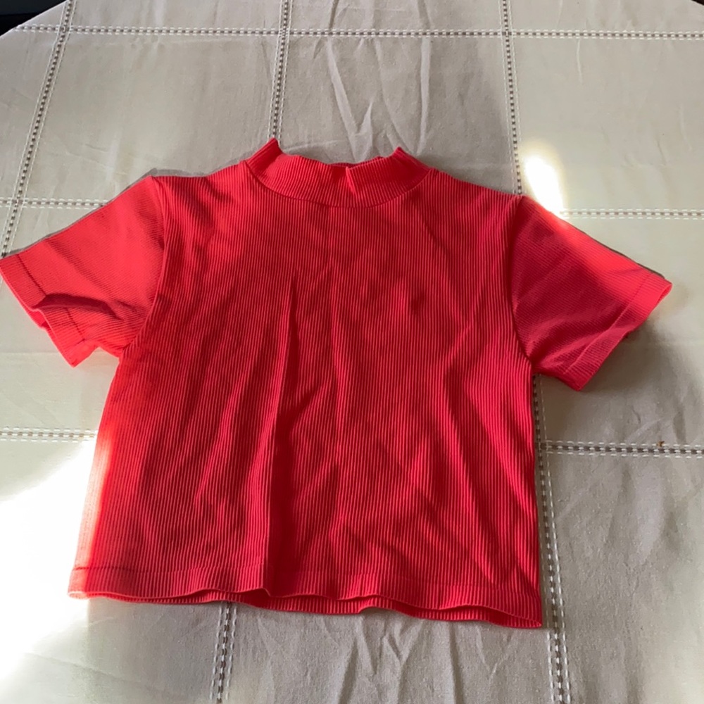 Pink nylon crop top NWOT